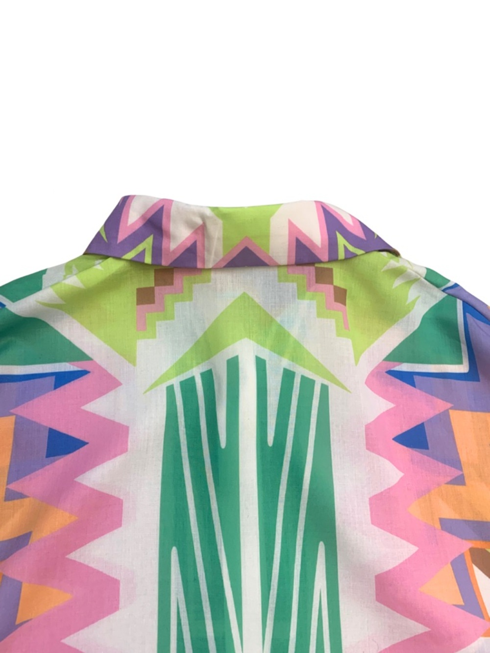 Colorful Pink Green Print Button Down Blouse Dopamine Maximalism Western Boho - Picture 9 of 12